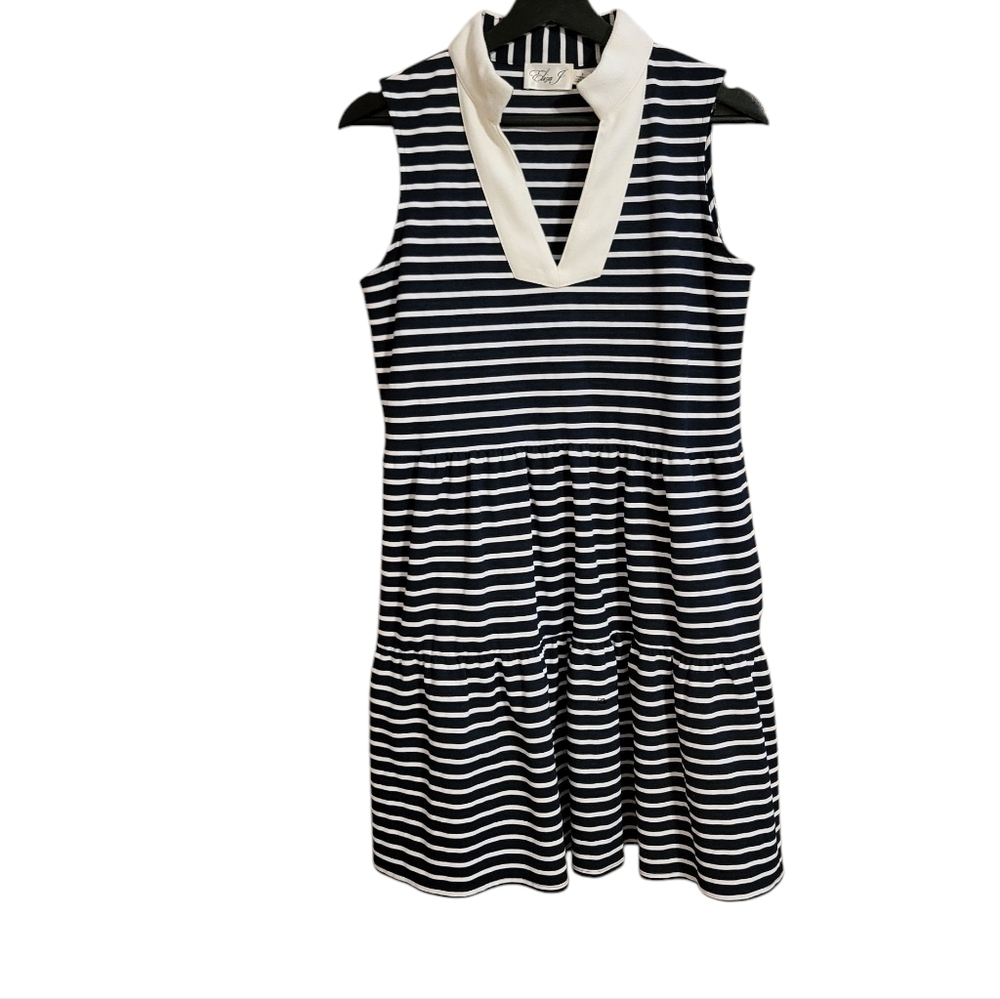 Eliza J Navy Blue Nautical Striped Dress